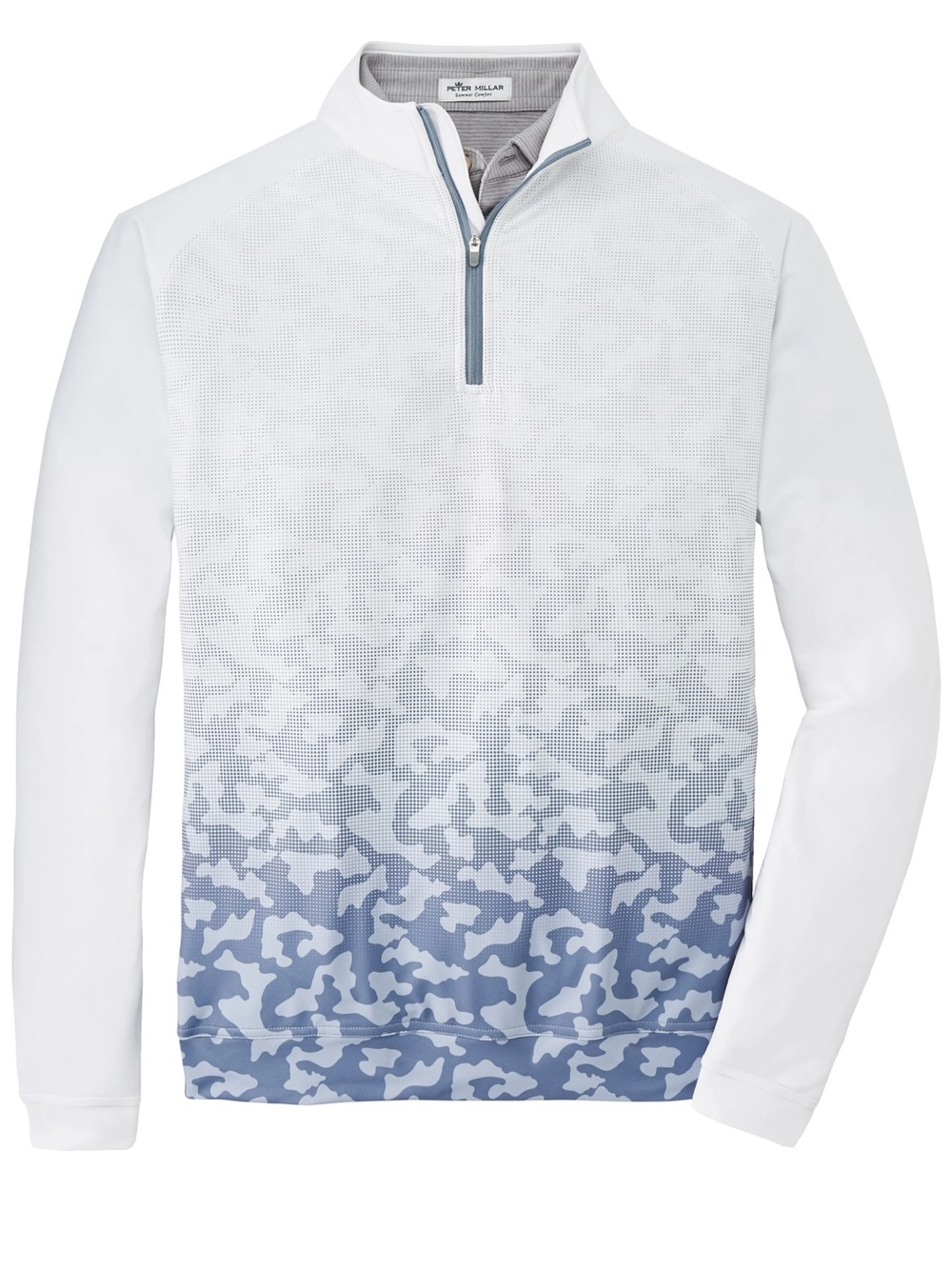 Peter Millar White to Gray Ombre Quarter-Zip Pullover